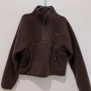 ARITZIA Bigfoot Polar 1/2 half Zip Sweater Rich Mocha Brown S